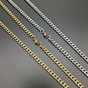 Cuban Link Chain Necklace Titanium Steel Vacuum Gold Plated Long Hip Hop Streetwear Style Sweater Chain For Men Women