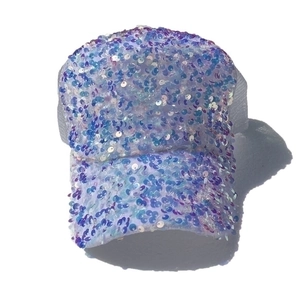 Glitter sequins baseball cap with breathable mesh back and iridescent sun protection visor