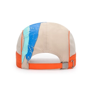 Kids quick-dry baseball cap with colorful patchwork design and breathable mesh panels