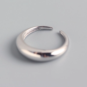 S925 sterling silver minimalist open ring with adjustable smooth dome band design