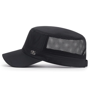 Quick-dry breathable mesh army cap in black featuring a metallic number 95 side emblem