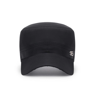 Quick-dry breathable black cadet hat for men and women with silver S5 metal logo