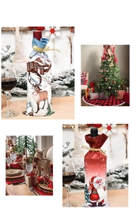 Copribottiglie di vino natalizio e gonna per albero per decorazioni da tavola festive