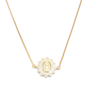 Virgin Mary Pendant Necklace Gold Plated Copper Micro Pave Colorful Cubic Zirconia Religious Jewelry For Women
