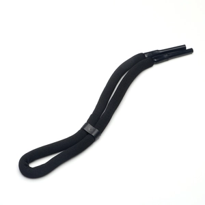 Adjustable black knitted sports sunglass lanyard with non-slip floating strap design