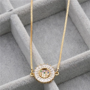 Heart Pendant Necklace Copper Colorful Zirconia Heartbeat Micro Pave Box Chain Fashion Jewelry For Women