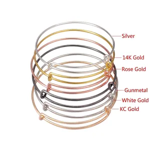 Adjustable Expandable Wire Bangle Minimalist Metal DIY Jewelry Bracelet Fashion Trendy Smooth Finish Charm Base For Women