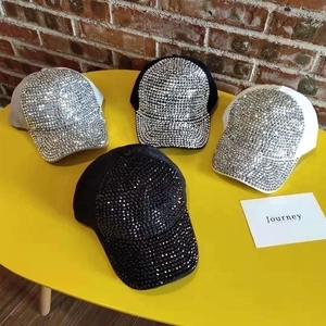 Fashion Women Bling Rhinestone Baseball Cap Adjustable Polyester Sparkly Glitter Sun Hat Sparkle Rhinestone Snapback Hat