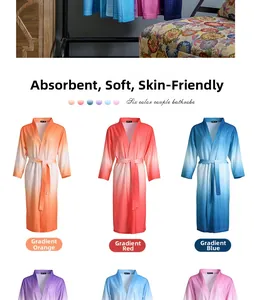 Detail of gradient waffle robes in six colors showing absorbent honeycomb texture