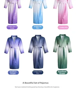 Detail view of waffle texture fabric in six gradient color options for bathrobes