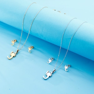 Creative stainless steel scorpion necklace and earrings jewelry set in gold and silver