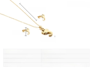 Detailed size specifications of the golden stainless steel scorpion jewelry set