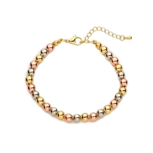 Elegant adjustable bracelet with gold, silver, and rose gold beads for women