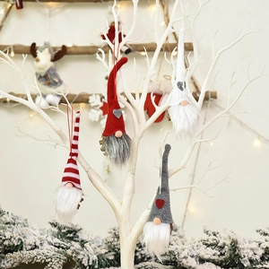Christmas Gnome Ornaments Knitted Faux Fur Tomte Pendants With Heart Pattern Pine Cone For Holiday Party Tree Decor Scandinavian