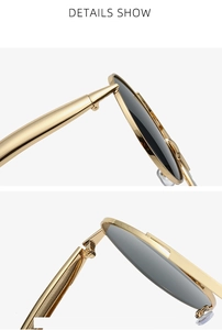 Detailed close-up of golden metal sunglasses hinges and smooth temples for high-end eyewear
