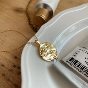 French style 925 sterling silver sun planet pendant necklace with vintage matte gold finish