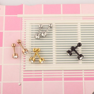 Set of four stainless steel cubic zirconia stud earrings in gold, silver, black, and rose gold