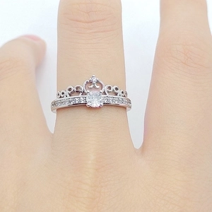 Elegant silver crown ring for women featuring sparkling cubic zirconia stones