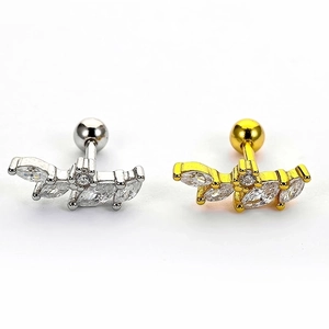 Irregular marquise zircon crawler earrings in silver and gold plated finishes