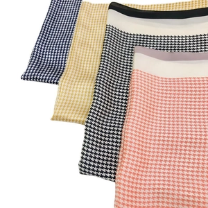 70x70cm houndstooth silk-like square scarves in navy blue, yellow, black and pink