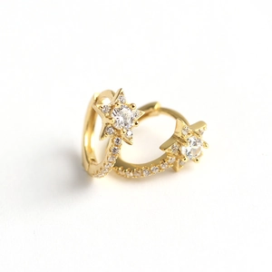 Elegant gold S925 sterling silver star stud earrings with sparkling zircon stones
