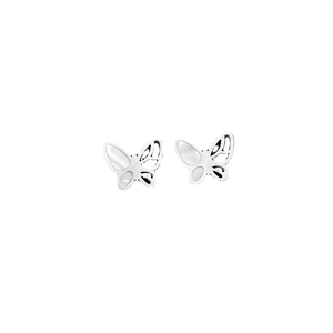 Minimalist stainless steel butterfly stud earrings with high-polished mirror finish
