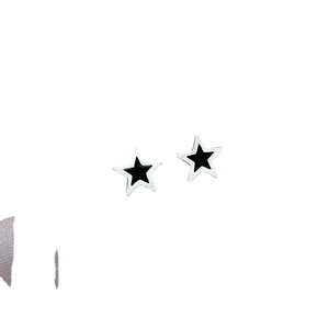 Pair of minimalist titanium steel star stud earrings with black and silver finish
