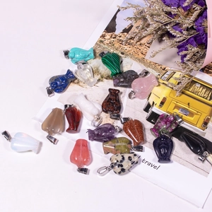 Variety of cat-shaped natural stone pendants in multiple colors for DIY jewelry making
