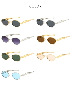 Multiples variantes de couleurs de lunettes de soleil ovales vintage à branches métalliques