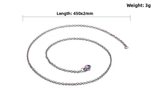 Détails du collier en acier inoxydable arc-en-ciel avec fermoir mousqueton, 450mm par 2mm