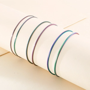 Polished iridescent rainbow stainless steel round snake chain necklace for jewelry making