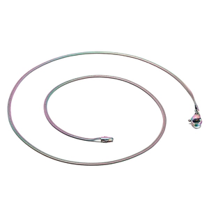 Rainbow stainless steel round snake chain necklace with lobster clasp in spiral layout