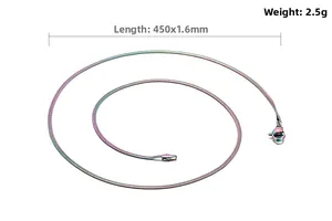 Detailed view of iridescent stainless steel snake chain with 450mm length and lobster clasp