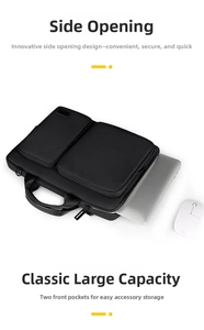Waterproof laptop sleeve with side opening and two front zippered accessory pockets