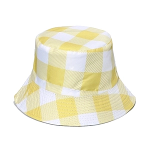 Classic yellow and white gingham fisherman bucket hat for outdoor sun protection