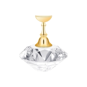 Japanese style checkerboard acrylic nail display stand with a crystal base and gold support
