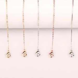 Eco-friendly copper box chain necklaces in gold, silver, and rose gold with lobster clasps