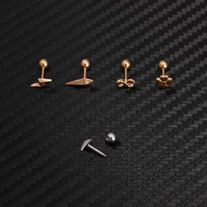 Lightning and geometric stainless steel screw back stud earrings set of five pieces