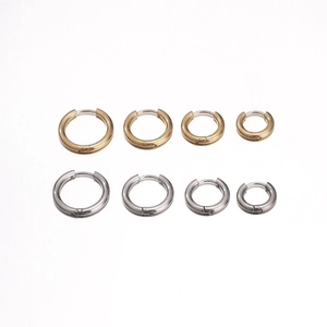 Classic stainless steel hoop earrings in gold and silver colors with four size options