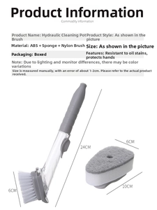 Detail view of hydraulic kitchen brush with interchangeable nylon and sponge heads