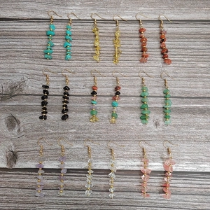 Natural Stone Beaded Dangle Earrings Long Irregular Crystal Tassel Bohemian Ethnic Style Handmade Jewelry For Women