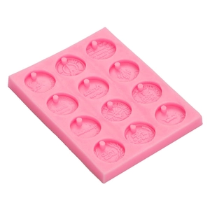 12-cavity pink silicone mold for world landmarks and coins aromatheraphy plaster crafts