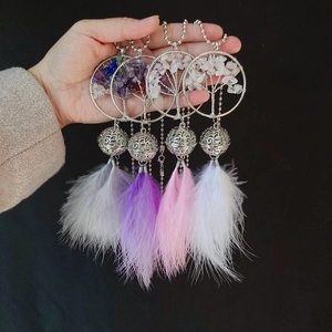 Tree Of Life Dream Catcher Car Hanging Ornament With Crystal Stones Feathers And Copper Bell Decorative Pendant