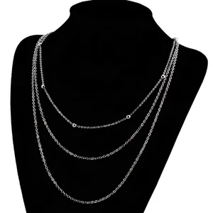 Minimalist Triple Layer Necklace Stainless Steel Multi Layered Bead Chain Fashion Accessory For Men And Women Trendy