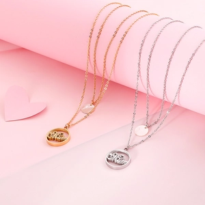 Double-layer stainless steel necklace with Mama pendant for Mother's Day gift