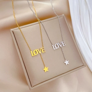 Love Letter Star Pendant Necklace Titanium Steel Minimalist Clavicle Chain For Women Fashion Jewelry