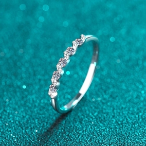 Moissanite Wave Ring 925 Sterling Silver Eternity Band Row Setting Minimalist Elegant Finger Jewelry For Women