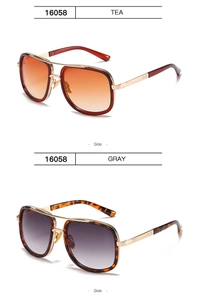 Detailed side view of pilot sunglasses model 16058 with tea and gray gradient lenses