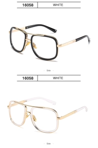 Side view of oversized pilot sunglasses with gold metal bridge and clear frame details