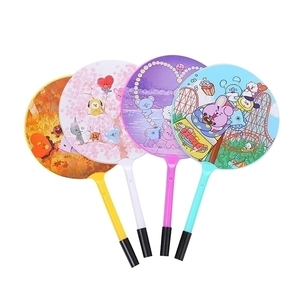 Set of four colorful cartoon fan ballpoint pens with cute character patterns for students